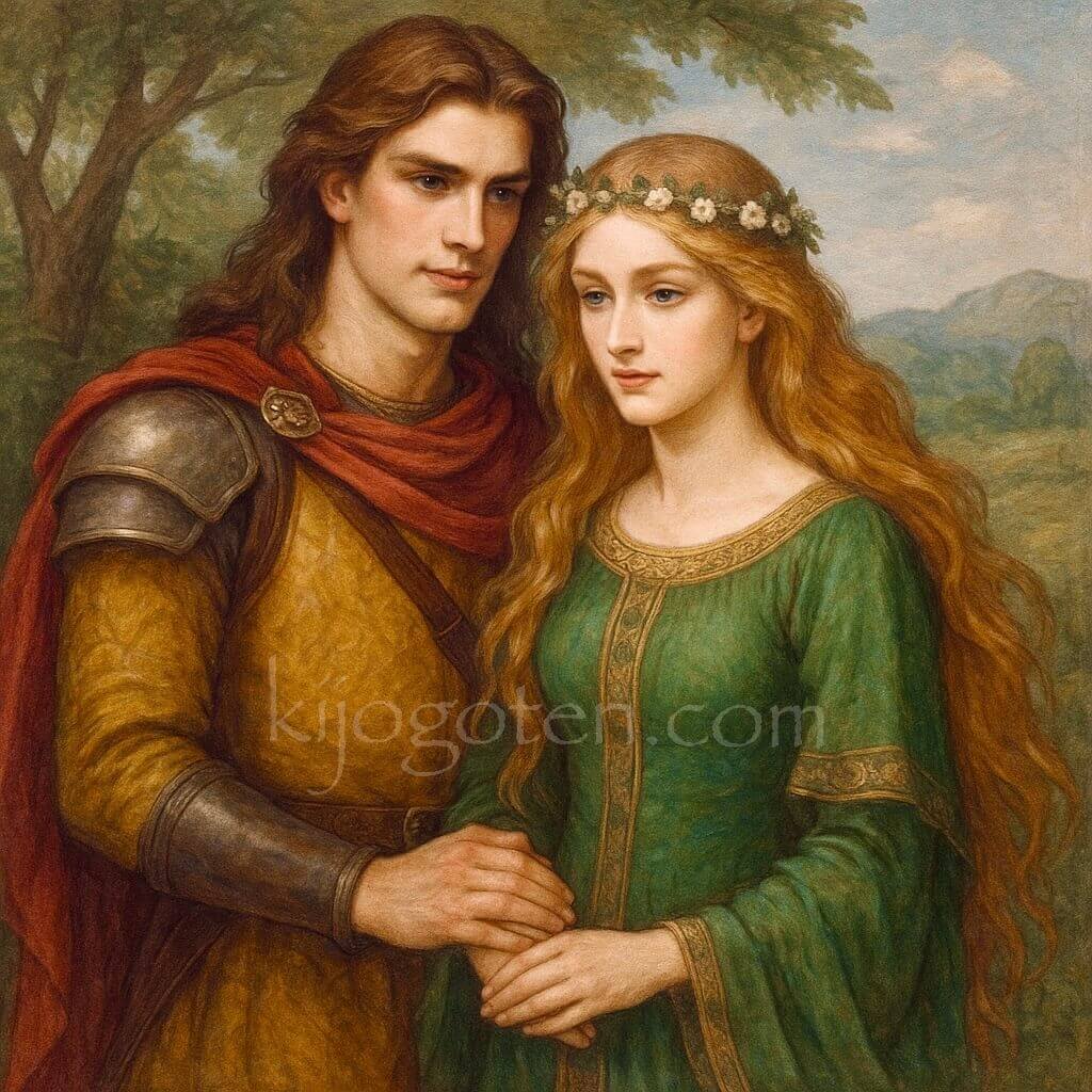 ニーベルンゲンの歌の主人公二人を描いた西洋風イラスト